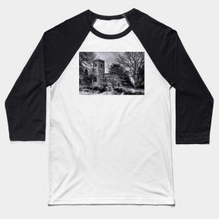 St Botolph's Church, Rugby Black and White Baseball T-Shirt